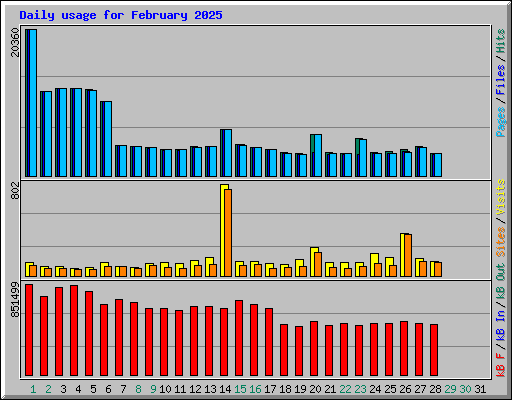 Daily usage for February 2025