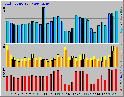 Daily usage for March 2025