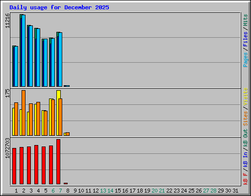 Daily usage for December 2025